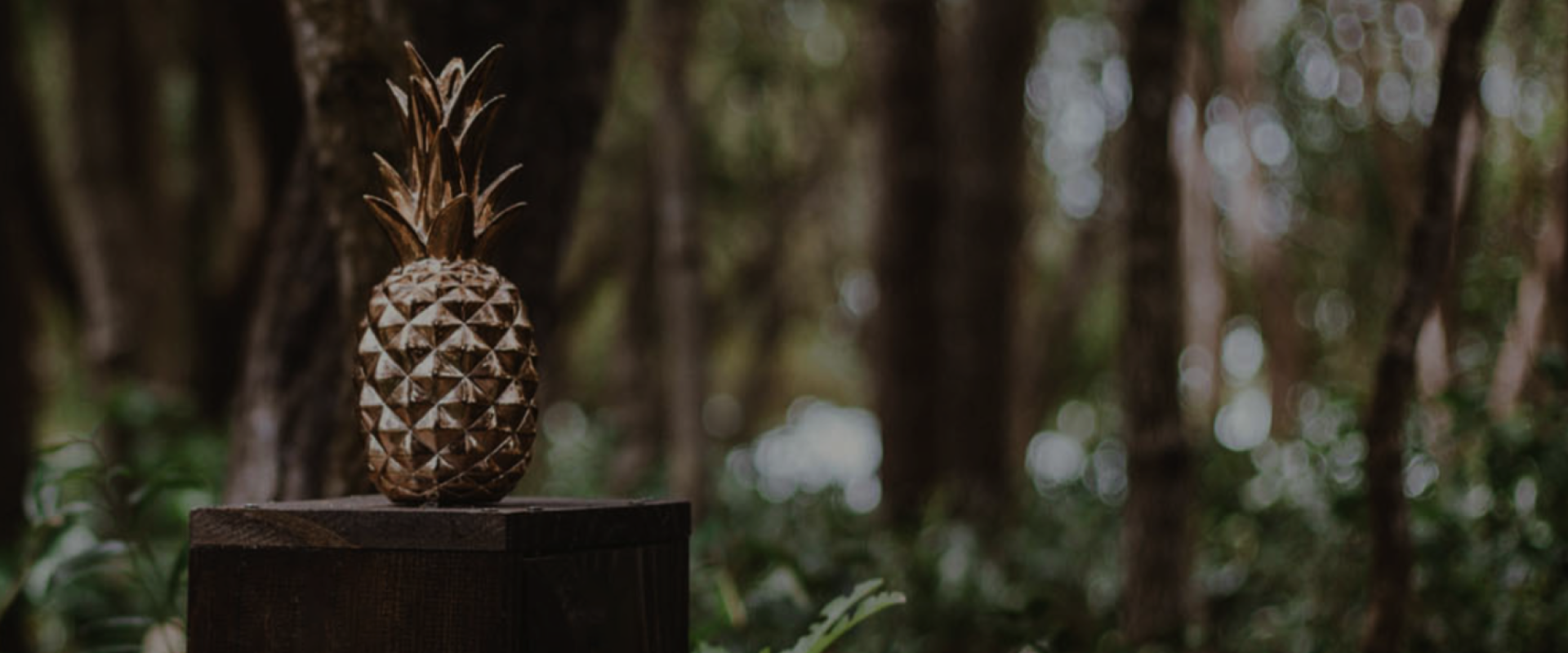 golden pineapple on a platform