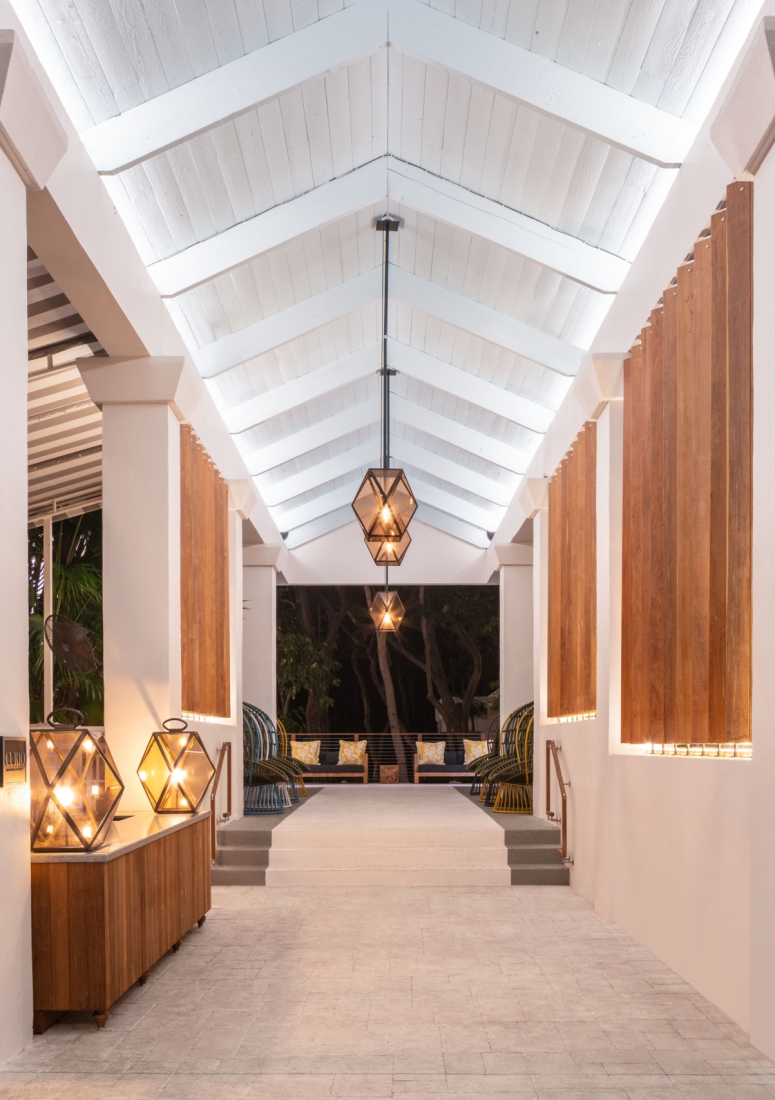 the lobby in the evening