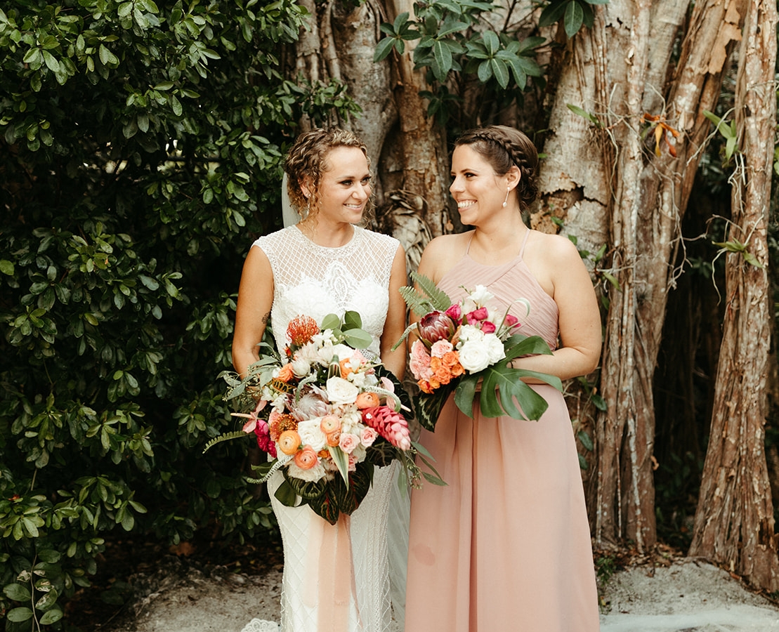 a bride and a bridesmaid