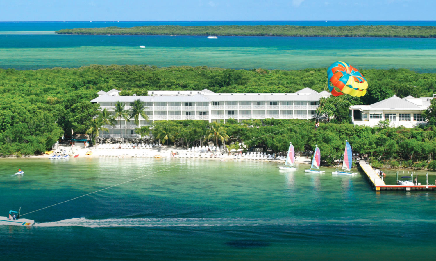 drone shot of the resort