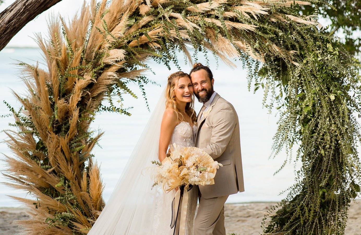 a couple posing for a photo