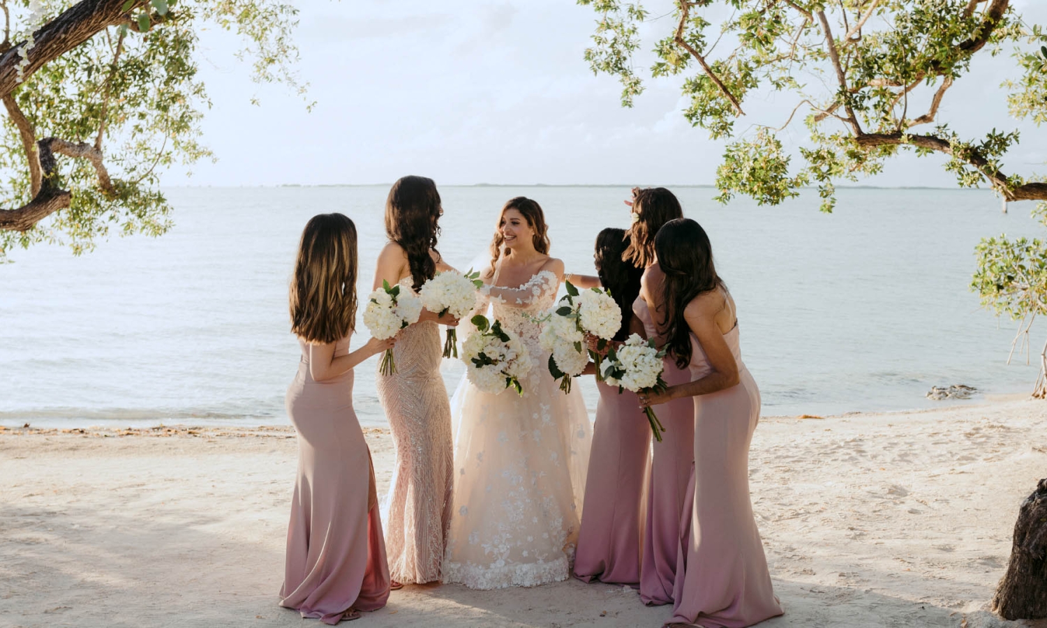 a bride and her bridesmaids