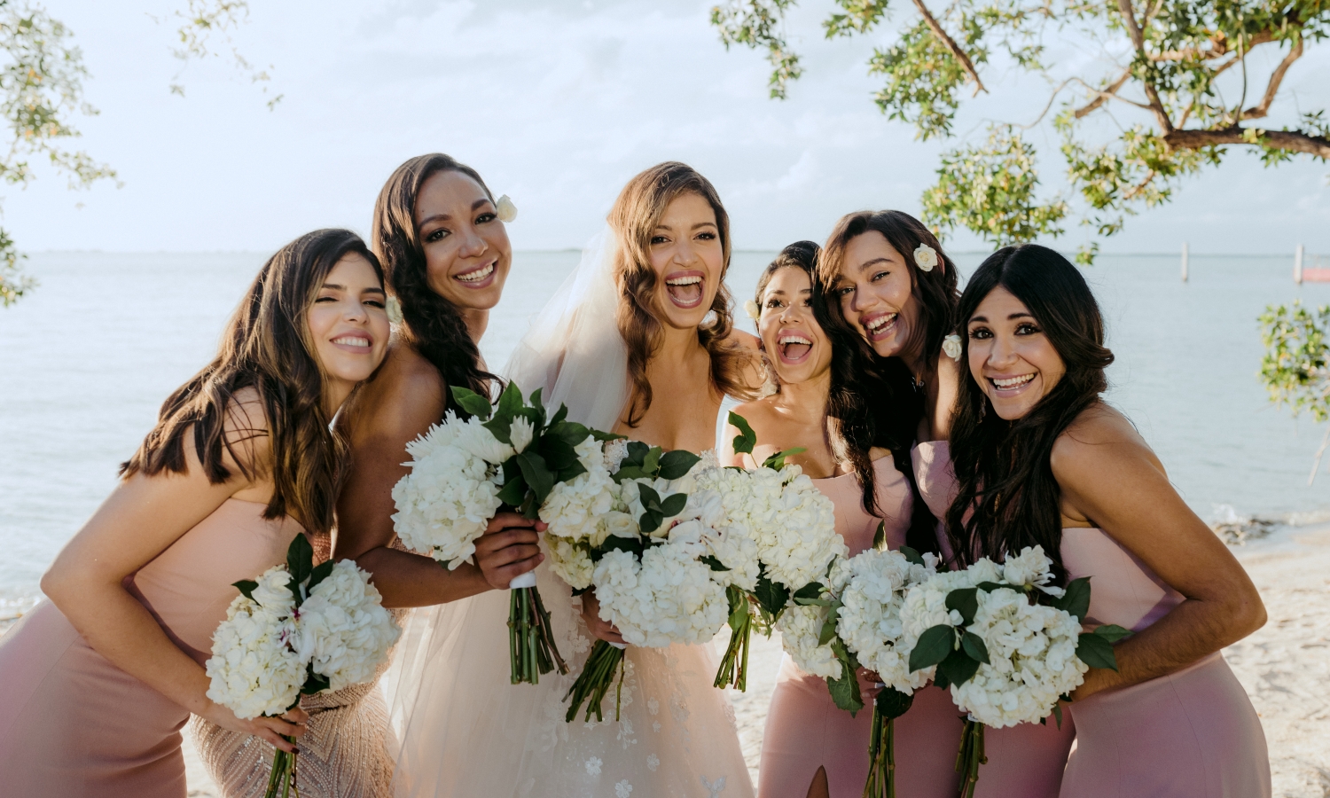 A bride and her bridesmaids
