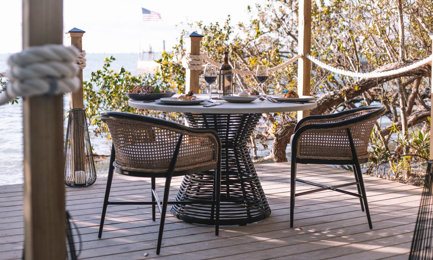 chairs and a round table outside