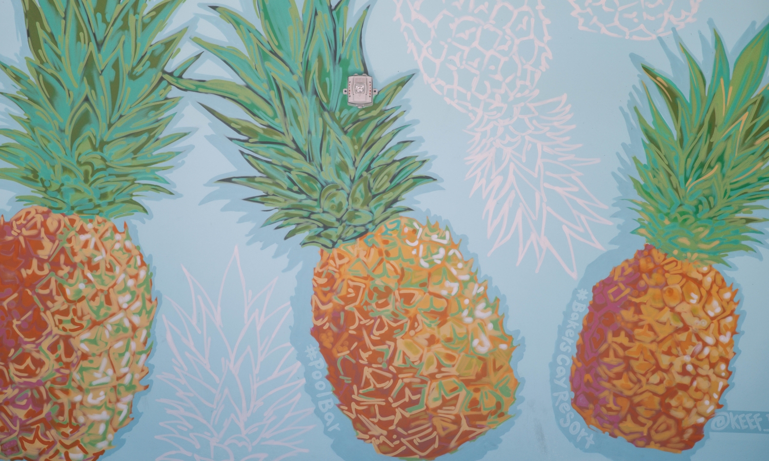 pineapple mural on a wall