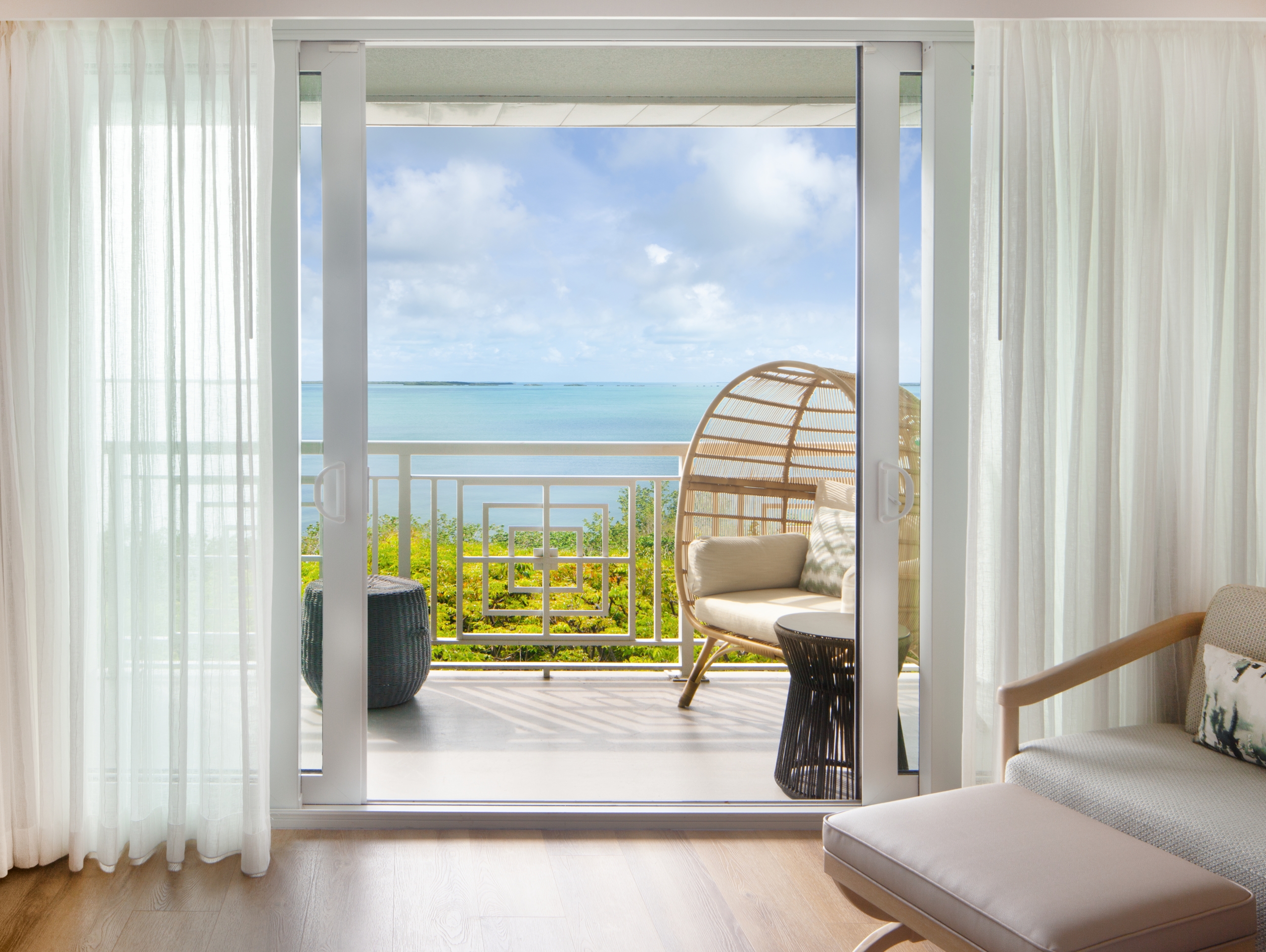 suite balcony with waterfront views