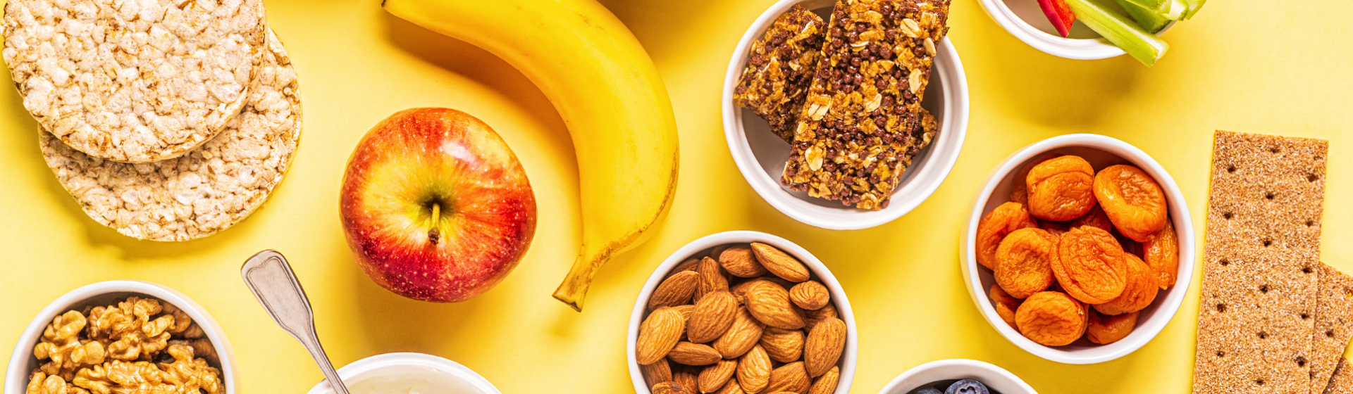Yellow background, fresh fruit